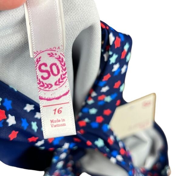 SO Girls Red, White, And Blue Tankini Swim Top, Size 16, NWT - Picture 5 of 5